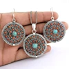 Antique round shape coral, turquoise gemstone jewelry set wholesale supplier 925 sterling silver jewelry sets handmade india