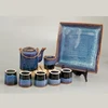 Teapot with 6 cups Tea Ceramic Blue rock
