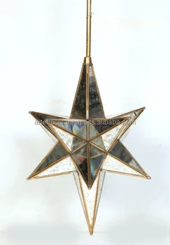 Glass Star Pendant Light antique mirror glass moravian star pendant light