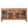 Rustic Industrial storage cabinet crockery unit Dining Room Furniture Three Drawers Four Glass Doors Buffet Sideboard