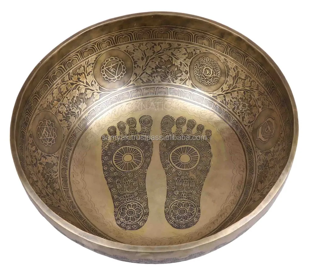 Factory Price Large Tibetan Singing Bowl 7 Metals Deep Sound Foot Bowls