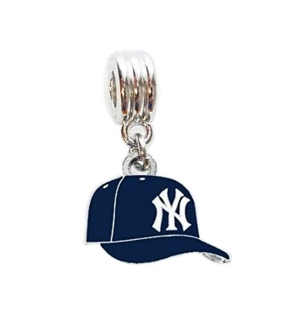 New York Yankees Baseball European Rhinestone Charm Bracelet Necklace Dangle