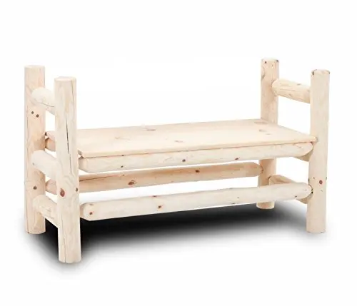 Rustic Log Boot Bench Solid Pine Furniture bed cabin decor (Walnut)