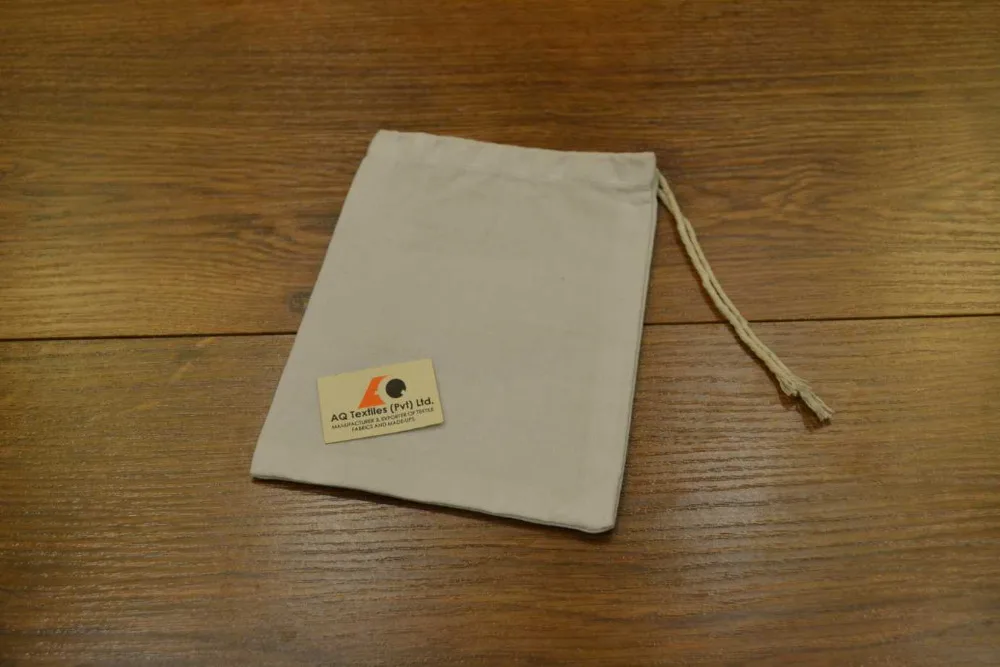 Black Hem and Black Drawstring muslin bags 25 6x8
