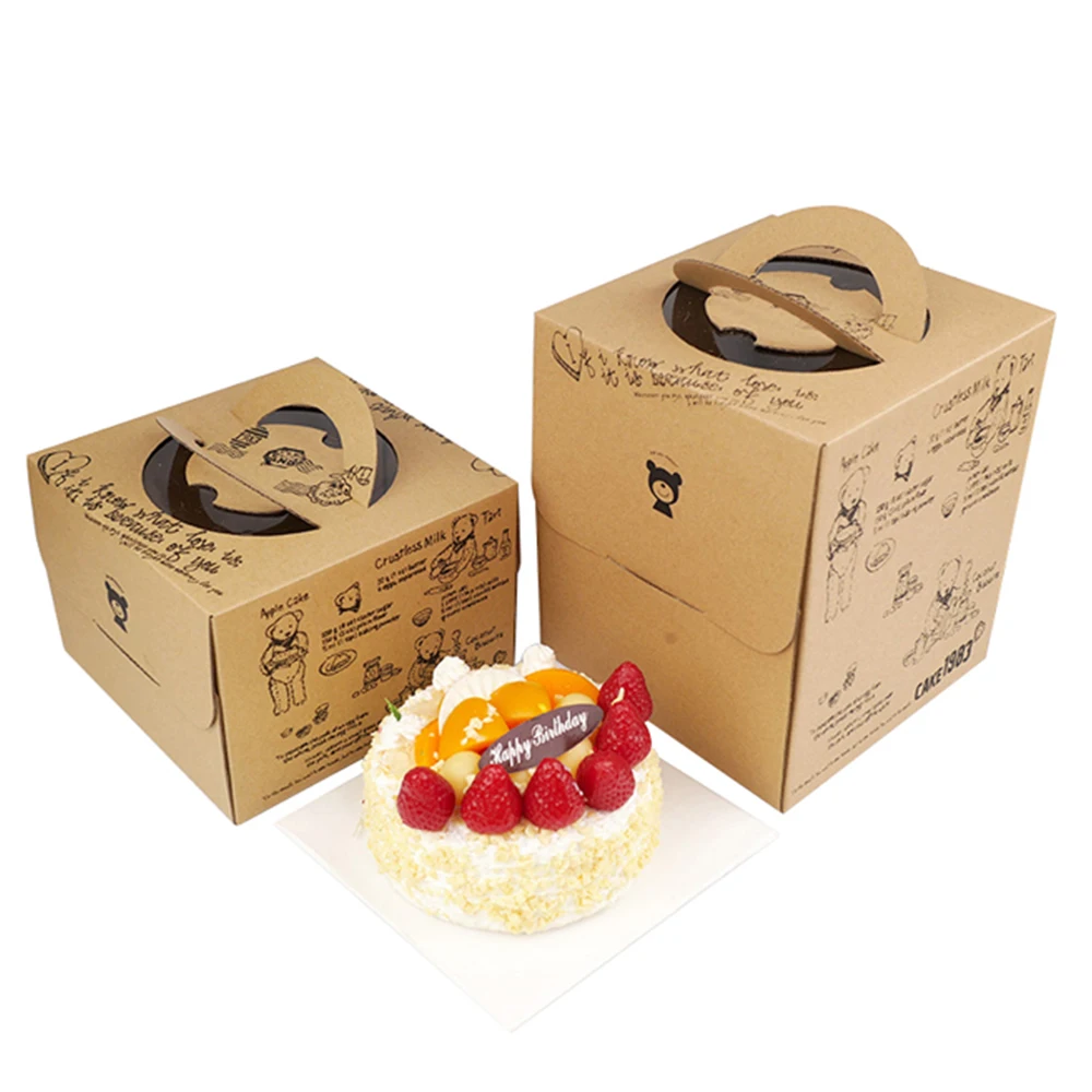 Brown Kraft Paper Cake Box With Handle,Wedding Party Favour Boxes Buy Kraft Paper Cake Box