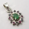 Precious gemstone ruby,emerald pendant handmade most selling indian bridal jewelry set pendant 925 sterling silver pendant