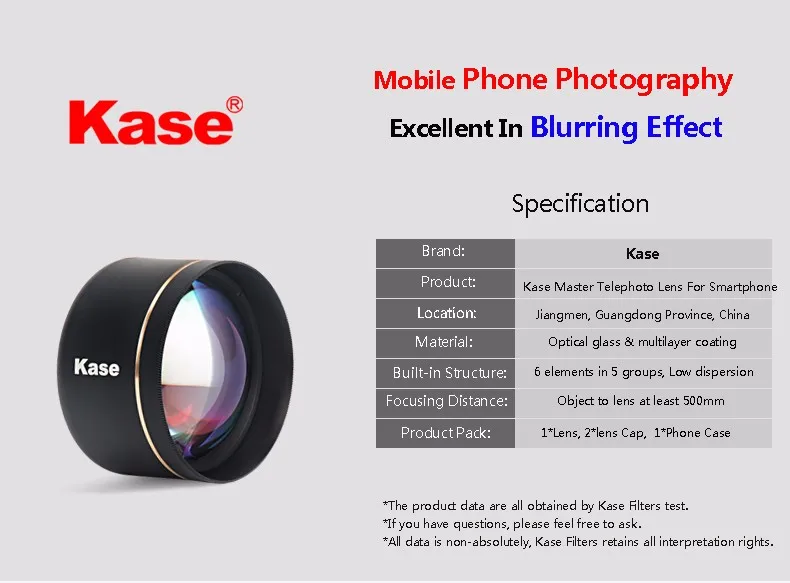 Kase Master Telephoto Lens Mobile Phone Lens For Smartphone Buy Telephoto Lens,Mobile Phone