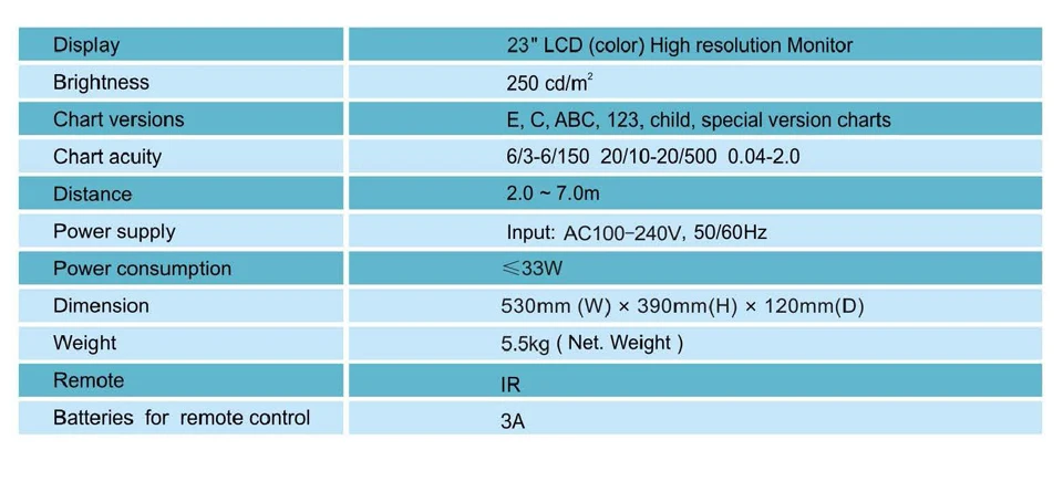 CM-1900C 23 Inch Optometry Instrument LED Visual Chart