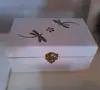MDF box with White lacquer finish and Dragonfly Mother of Pearl Decoration