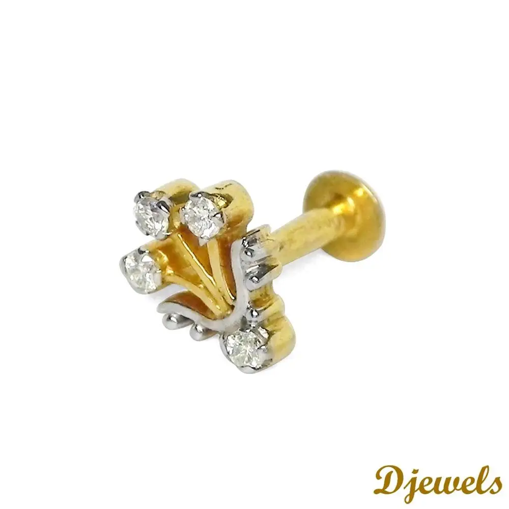Solid Gold Diamond Designer Nose pin