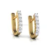 Fine Jewelry 18 Kt Real Solid Yellow Gold IGI Certified 100% Natural Genuine Diamonds Classic Linear Huggie Hoop Earrings