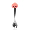 High Quality Silicone Stainless Steel Tableware Peach Duck Dog Rabbit Cartoon Coffee Spoons