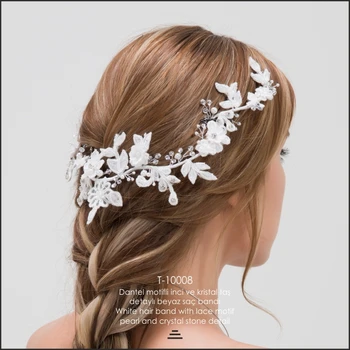 White Hair Band With Lace Pattern For 