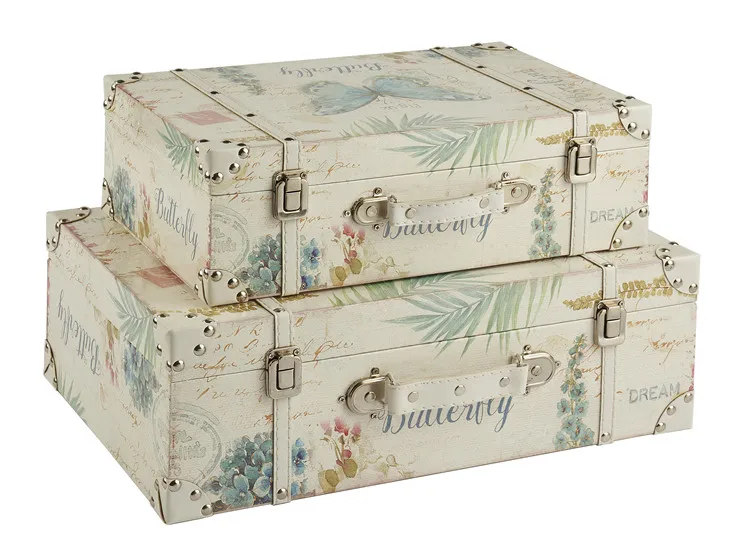 Vintage style retro printed butterfly suitcase for travel