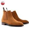 Light Brown Suede Chelsea Boots Men, Genuine Leather Winter Mens Boots, Customized Ankle Boots For Men