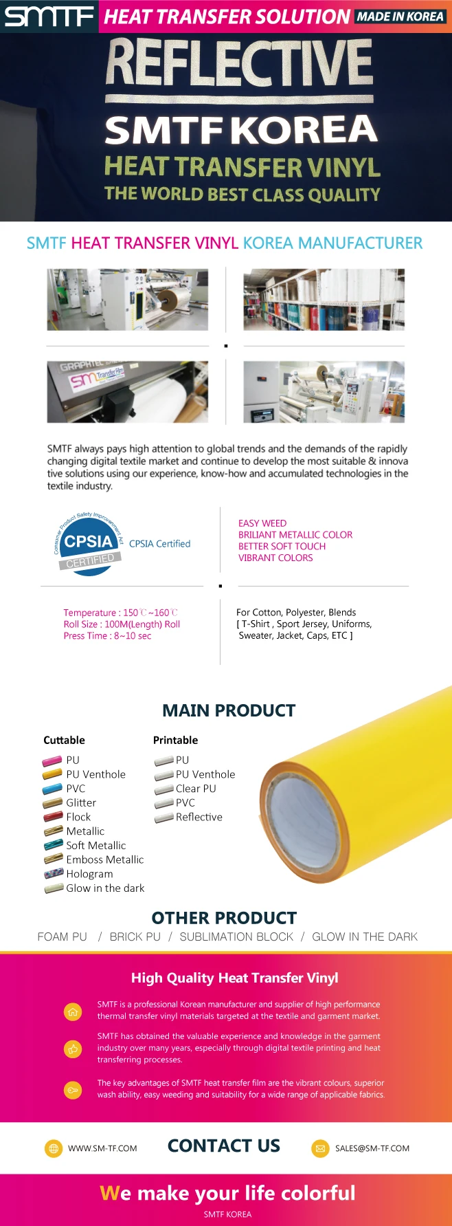 Smtf Reflective Htv Heat Transfer Vinyl For Garments And Easy Weeding