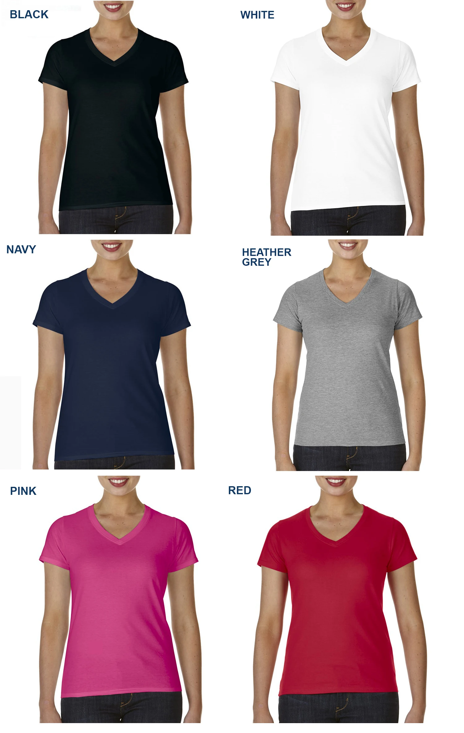 Custom T-shirt Printing Design Black V Neck T Shirt Women