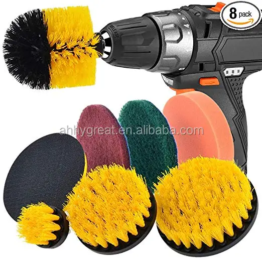 8 Piece Drill Brush Attachment Set Scouring Pads Power Scrubber Brush Scrub Pad 