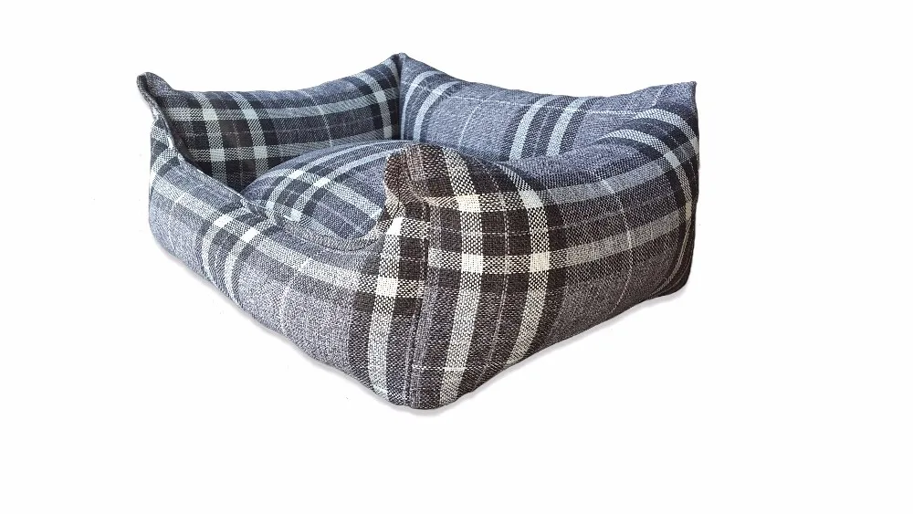 grey tartan dog bed