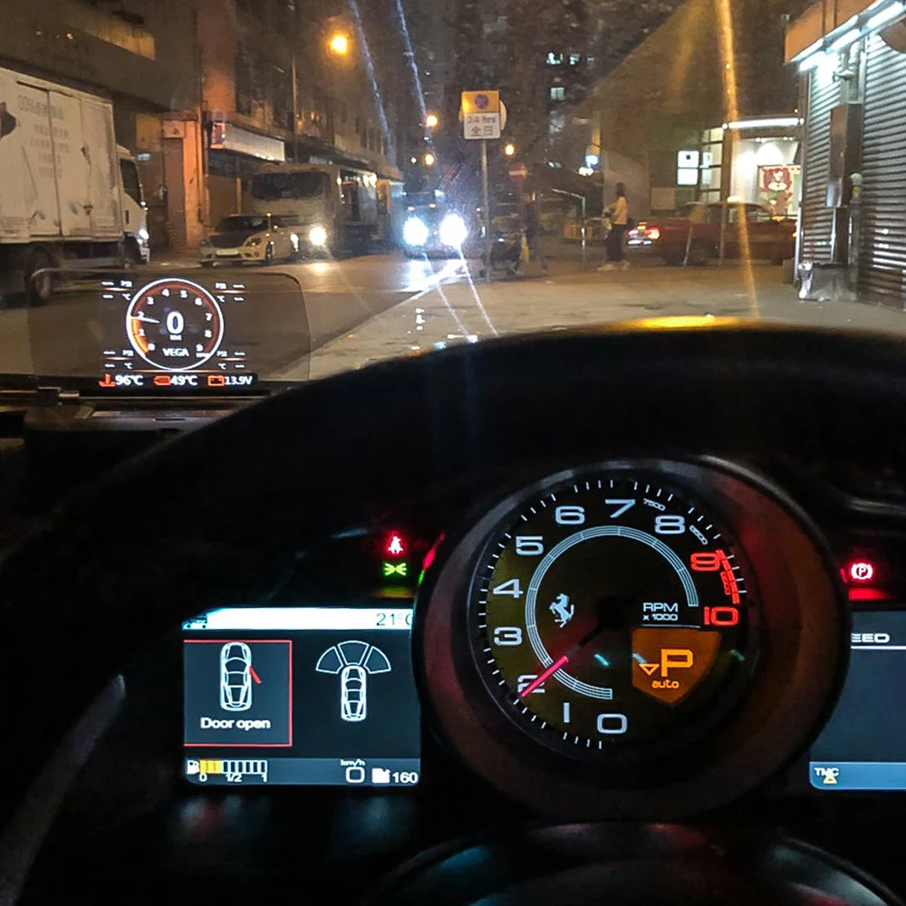 HUD Head Up Display OBD2 Advanced RPM meter Navigation Gesture Controller Acceleration Analysis