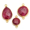 Lab Created Ruby Sterling Silver Bezel Set Connector