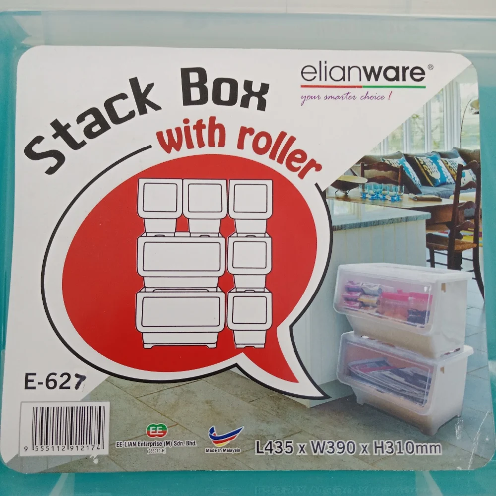 Elianware Space Saving Stackable Best Plastic Storage Boxes Bins With