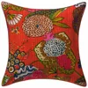 High Quality India Cotton Kantha Cushion Cover Outdoor Sofa Pillow Cover 16X16 Bohemian Tropical Fruit Orange Boho Cushion Cover