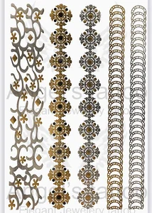 Fashionable Woman Jewelry Ifigeneia - Flash Metallic Temporary Tattoo - Gold / Silver / Black Color
