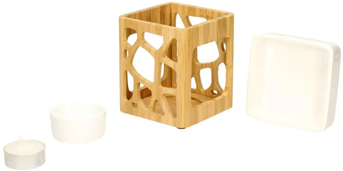Bamboo Wood Essential Oil Lamp/aroma Stove Creative With Candle Holder