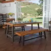 Indoor Farmhouse Furniture/ 3-Piece Outdoor Picnic Wood Dining Set/ Kitchen Table Set with Benches
