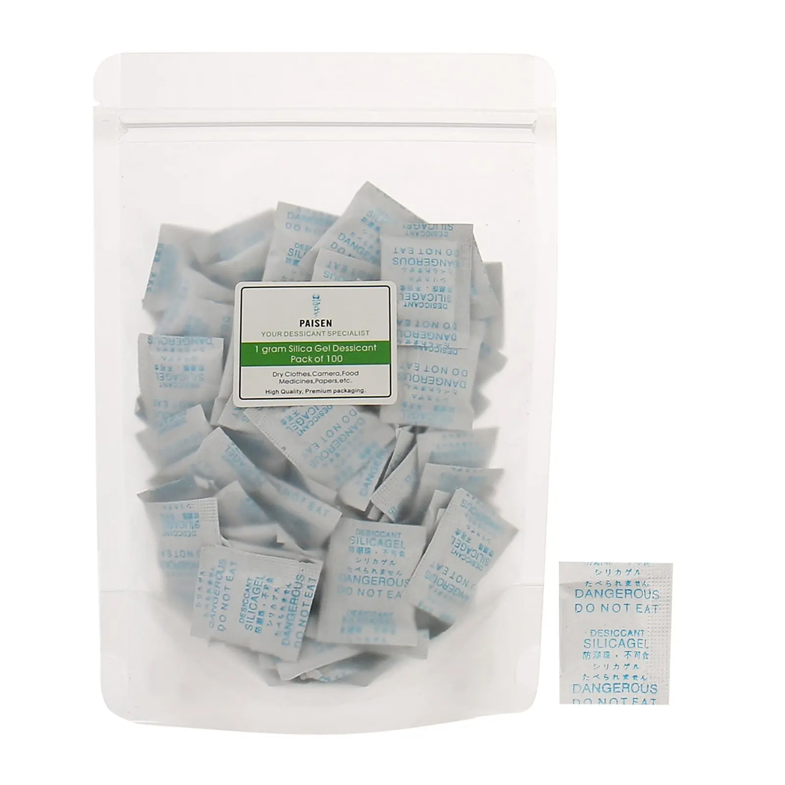 (100 packs) 1 Gram Silica Gel Dessicant Composite Paper Drying Desiccant Packets, High Efficient Dehumidifier Bags,Clear Moisture Gel Beads