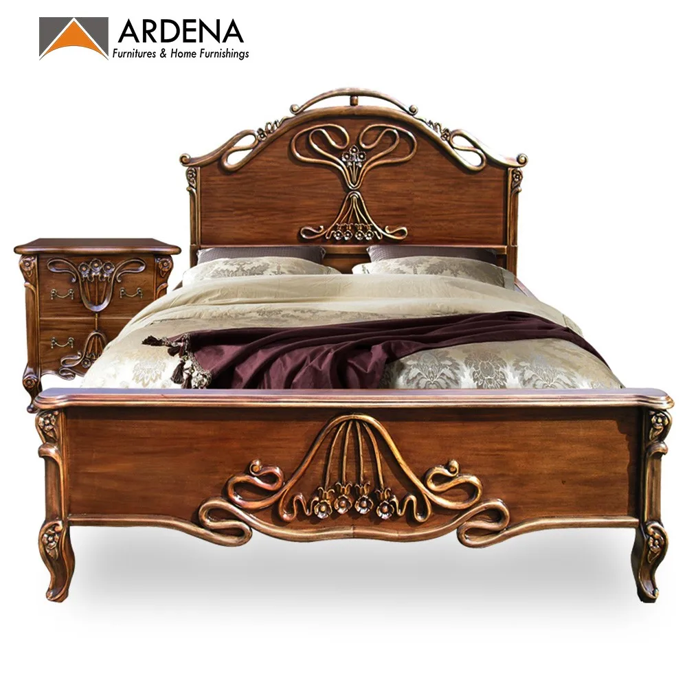 Classic Appearance Queen Size Bed Designs With Carving Bedroom Furniture Home Furniture Wood