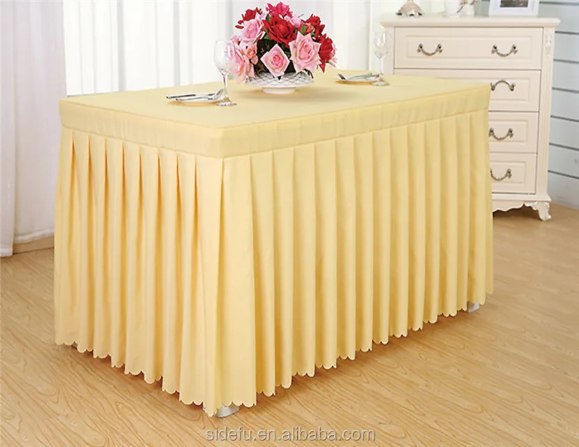 100 Polyester Cheap Restaurant Wedding Table Skirt With Pleats Buy