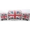 Union Jack England PU Storage Bench With 2 Small Ottomans