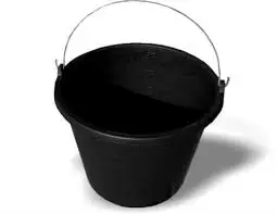 black plastic bucket