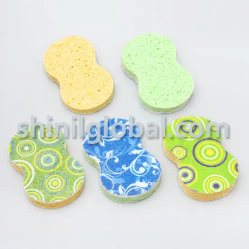 Dot Pattern Printing Compressed Cellulose Sponge Dish Cloth Scrubber