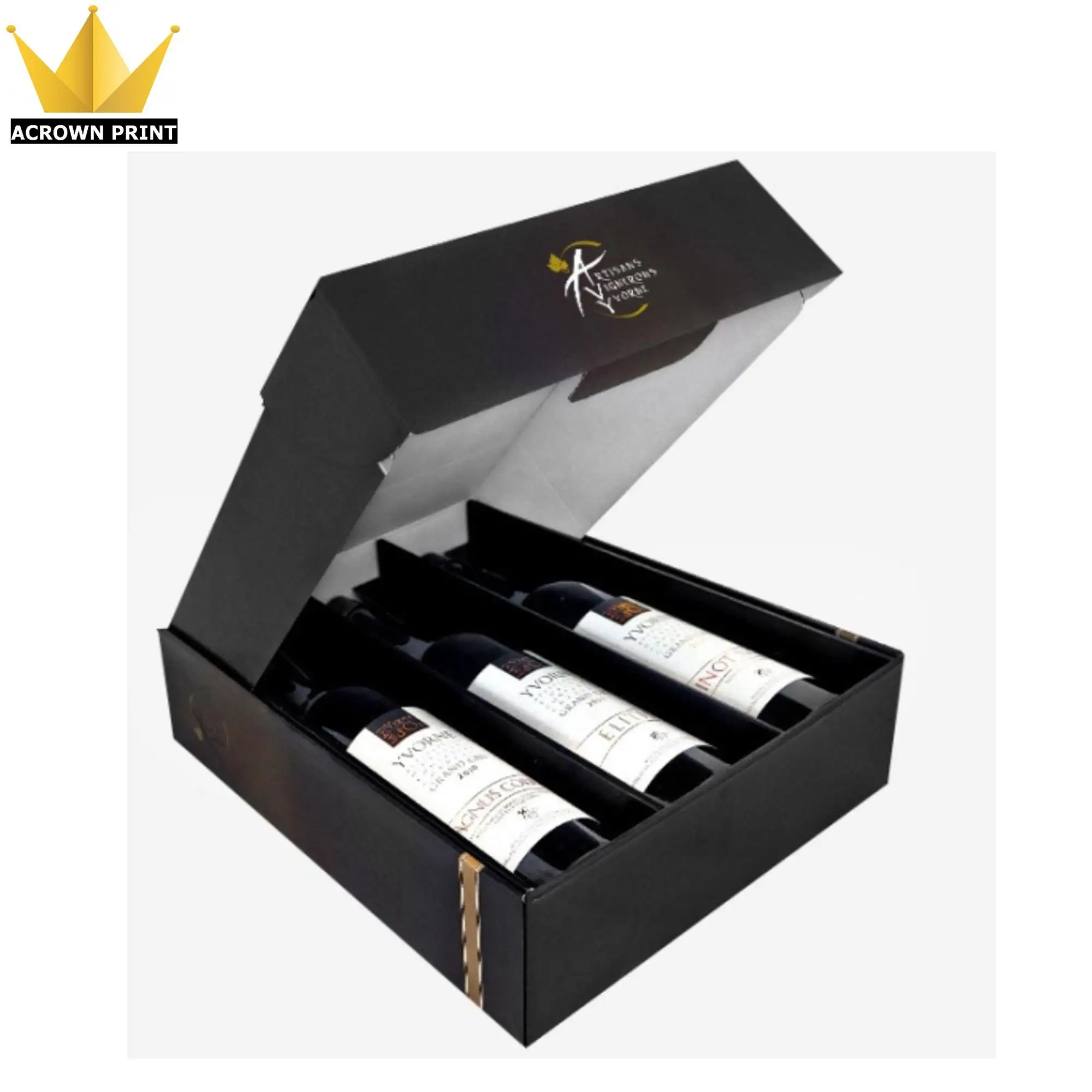 Cheap Foldable Black Corrugated Wine Paper Boxes For Wine Bottle