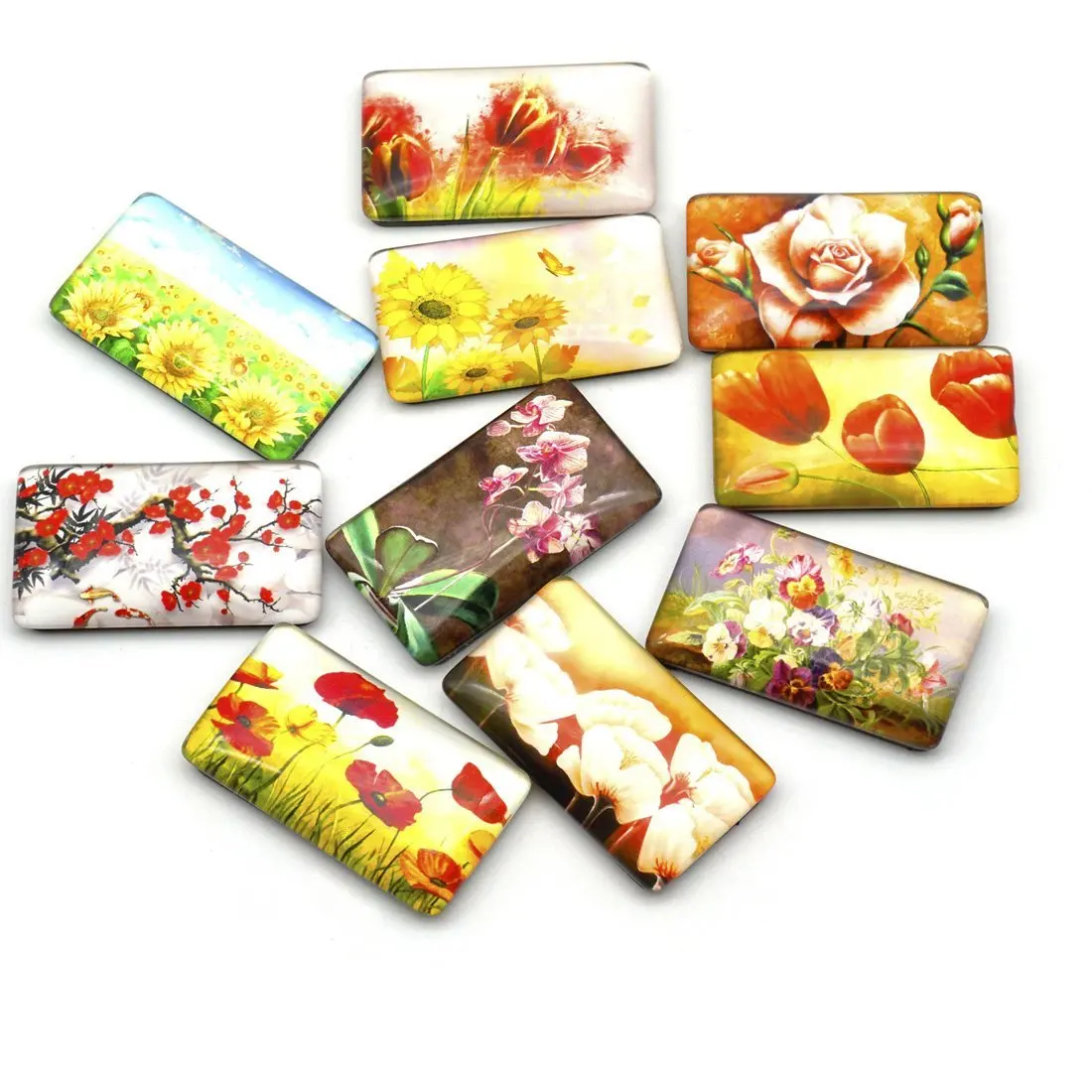 10 Pack Rectangle Fridge Colorful Kitchen Flower