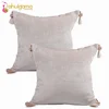 Indian supplier cute home decorative plain moroccan tassel cushion cover