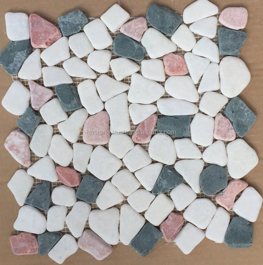 Image showcasing Modern Chinese Style 30x30mm Grey Pebble Mosaic Tiles for Interior Wall ...