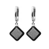 China Jewelry Manufacturer CZ Inlay Ceramic 925 Silver Women Black Earrings
