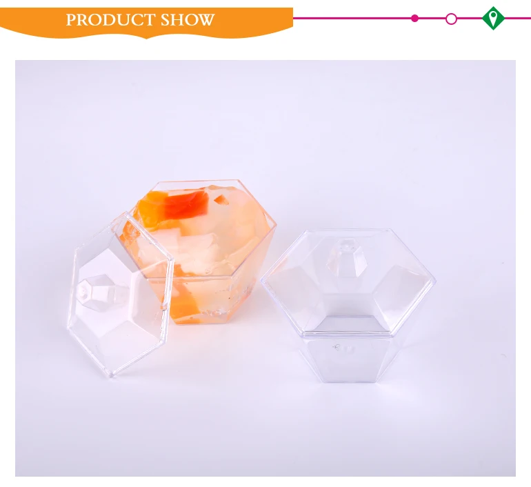 Hexagon Shape Plastic Dessert 100ml Disposable Cups With Lid Buy