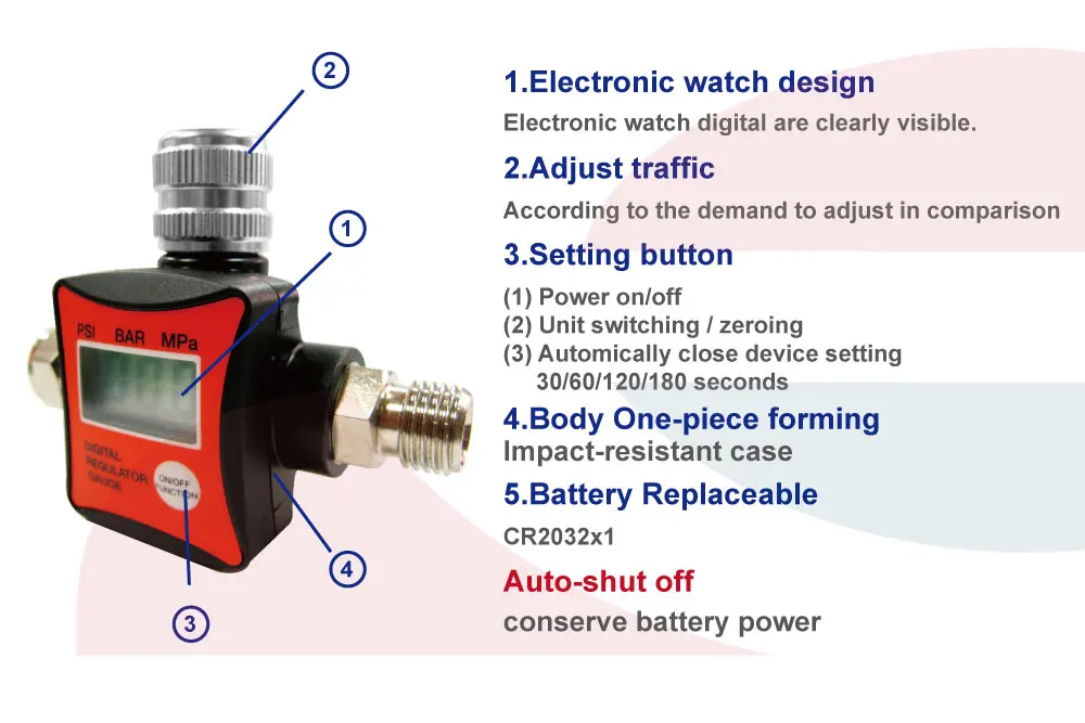 Digital Air Pressure Regulator Valves Pneumatic Accessory With Spray
