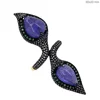 14k Gold Pave Diamond Jewelry Blue and Green Gemstone Fashion Ring