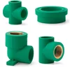 Green And White Color PPR Pipes Fittings/Male, Female Threaded Elbow, Tee, Union, Adaptor, Elbow, Coupler /End Cap. Four Way Tee