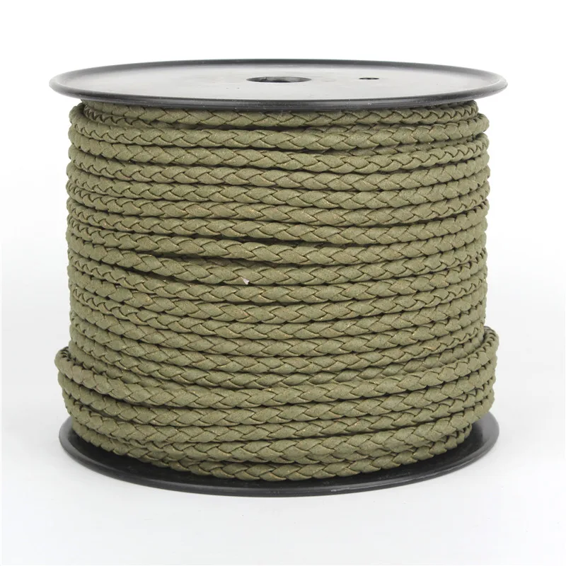 Natural Cork 7mm dark green Braided round cork cord Portuguese cork jewelry supplies /Findings cord vegan Cor-129