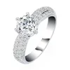 Full White D-E-F Color Moissanite Diamond 18K White Gold Engagement Promise Wedding Ring
