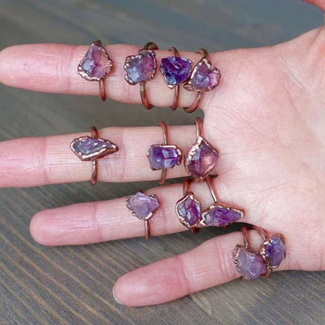 raw amethyst ring