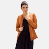 Top Fashion Custom Design Clean Tan Leather Biker Jacket For Women With Lambskin 100% Real Leather