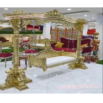 Marvelous Golden Look Wedding Swing Usa Mehndi Stage Decoration